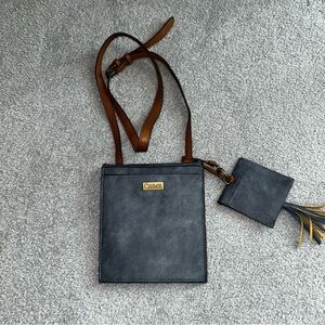 Carlos by Carlos Santana Gray and Brown Crossbody Bag with Minimalist Style